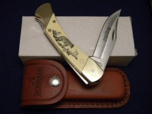 Schrade + USA 507SC Big Cat Scrimshaw Folding Lockback Knife - NIB