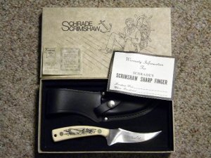 Schrade USA 152SC Scrimshaw Sharpfinger Sheath Knife - NIB