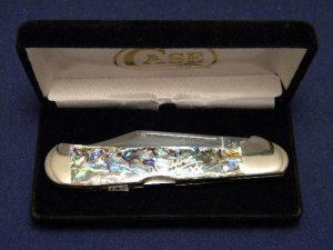 Case XX USA 2001 81549 L SS Genuine Paua Abalone Pearl Copperlock Knife - SFO - NIB