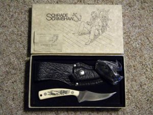 Schrade USA 152SC Scrimshaw Sharpfinger Sheath Knife - NIB