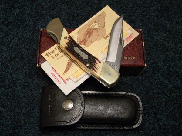 Schrade + USA LB8 Uncle Henry Staglon Papa Bear Folding Lockback Knife - NIB