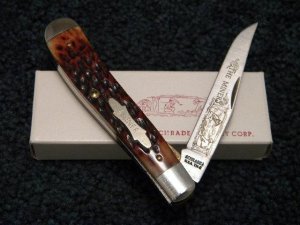 Schrade + USA TM-2 The Miner Bone Linerlock Slimline Trapper Knife - NIB
