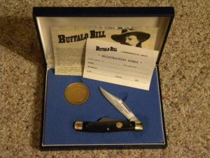 Schrade Walden Buffalo Bill Commemorative Stockman Knife and Coin - NIB