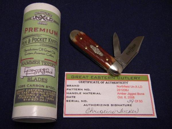 Great Eastern Cutlery Northfield UN-X-LD 2008 Amber Jigged Bone 251208J Jack Knife 1 of 50
