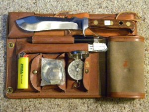 Puma Handmade Germany Stainless Wood 6392 Puma Survival Sheath Knife and Kit c.1977