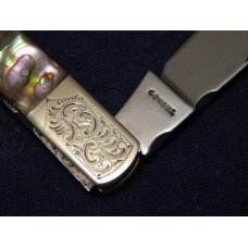 Coutel Sheffield England By Graham Clayton Sectioned Abalone Fancy Folding Knife c.1970's Coutel Sheffield England By Graham Clayton Sectioned Abalone Fancy Folding Knife c.1970's