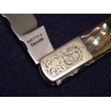Coutel Sheffield England By Graham Clayton Sectioned Abalone Fancy Folding Knife c.1970's Coutel Sheffield England By Graham Clayton Sectioned Abalone Fancy Folding Knife c.1970's