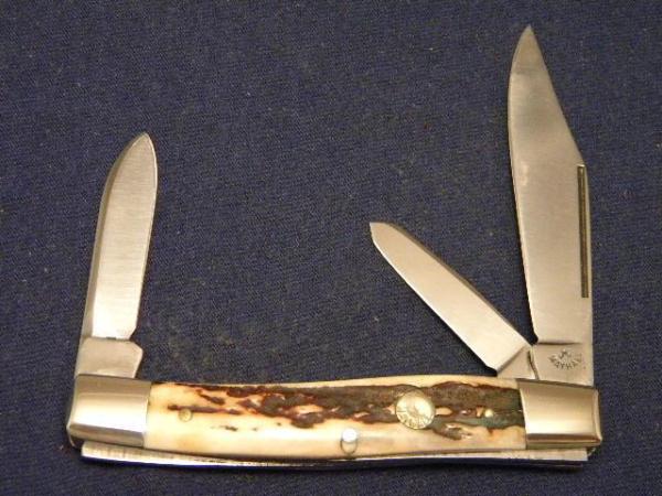 Custom Stag Slip Joint Folding Stockman Knife by A.M. Mayhall - C. 1960's