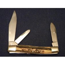 Custom Stag Slip Joint Folding Stockman Knife by A.M. Mayhall - C. 1960's