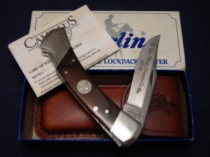Camillus New York USA Wood Lockback Knife 125th Anniverary The Marlins Firearms Co. 1870-1995