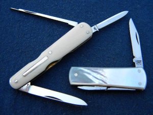 Ibberson (Stan Shaw) Sheffileld England 1976 Pearl Pen Knife & Ivory Lobster Knife