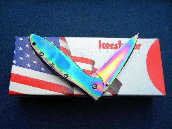 Kershaw 1660VIB USA Ken Onion Leek Rainbow Speed-Safe Assisted Opener Knife c.April-2003 Kershaw 1660VIB USA Ken Onion Leek Rainbow Speed-Safe Assisted Opener Knife c.April-2003