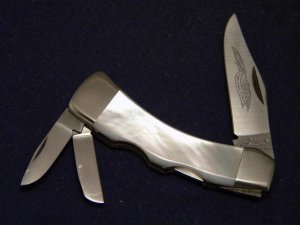 Parker Custom Series Japan Eagle Brand Pearl 3 Blade Lockback Knife