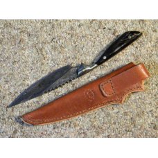 Custom Horn Handle Fixed Blade Damascus Sheath Knife by Chris Peterson Salina, UT USA Custom Horn Handle Fixed Blade Damascus Sheath Knife by Chris Peterson Salina, UT USA