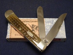 Case XX USA 1998 Pocket Worn Green Bone 6254 SS Trapper Knife - NIB