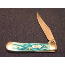 Case XX USA 2004 Pocket Worn Caribbean Blue Bone 61154 SS Tiny Trapper Knife - NIB Case XX USA 2004 Pocket Worn Caribbean Blue Bone 61154 SS Tiny Trapper Knife - NIB