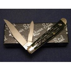Queen Cutlery 1999 NKCA Youth Knife Green Bone Mini Trapper Queen Cutlery 1999 NKCA Youth Knife Green Bone Mini Trapper