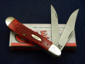 Case XX Bradford PA USA 1990 Red Bone R6240WH SS 1st Issue Wharncliffe Dog Leg Trapper Knife - NIB