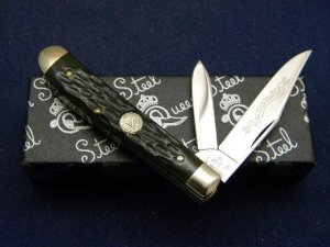 Queen Cutlery 1999 NKCA Youth Knife Green Bone Mini Trapper