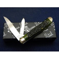 Queen Cutlery 1999 NKCA Youth Knife Green Bone Mini Trapper Queen Cutlery 1999 NKCA Youth Knife Green Bone Mini Trapper