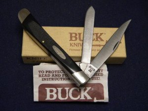 Buck 311 USA Black Delrin Slimline Trapper Knife c.Pre 1986 - NIB