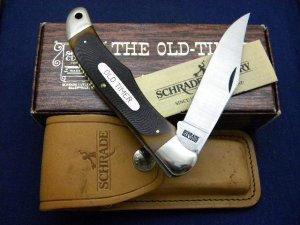 Schrade USA 125OT Delrin Linerlock Folding Hunter Knife & Pouch - NIB