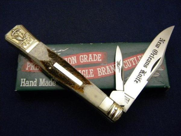 Parker Cut. Co. Hand Made Japan Bone EK-14 2 Blade Folding Bowie Knife - NIB Parker Cut. Co. Hand Made Japan Bone EK-14 2 Blade Folding Bowie Knife - NIB