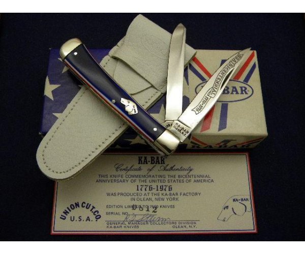KaBar Olean NY 1976 USA Bicentennial Trapper Knife NIB