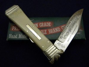 Parker Cut. Co. Hand Made Japan White Bone EK-7 Folding Lockback Bowie Knife - NIB
