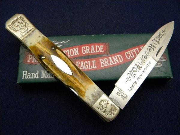 Parker Cut. Co. Hand Made Japan Stag EK-2 Folding Lockback Bowie Knife - NIB Parker Cut. Co. Hand Made Japan Stag EK-2 Folding Lockback Bowie Knife - NIB