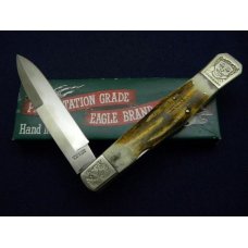 Parker Cut. Co. Hand Made Japan Stag EK-2 Folding Lockback Bowie Knife - NIB Parker Cut. Co. Hand Made Japan Stag EK-2 Folding Lockback Bowie Knife - NIB