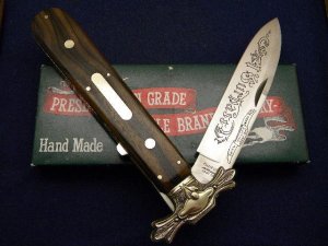 Parker Cut. Co. Hand Made Japan Wood EK-3 Folding Lockback Bowie Knife - NIB