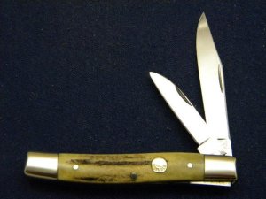 Custom Stag Slip Joint Folding 2 Blade Stockman Knife by A.M. Mayhall - C. 1960's