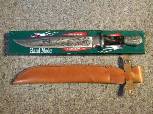 Parker Cut. Co. Hand Made Japan Horn EK-9 G. Woodhead Horse Pommel Bowie Knife - NIB
