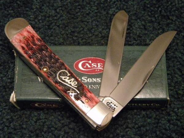 Case XX USA 2001 Cranberry Bone 6254 SS Trapper Knife with Script Shield - NIB Case XX USA 2001 Cranberry Bone 6254 SS Trapper Knife with Script Shield - NIB
