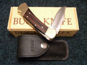 Buck 112 USA Ranger Wood Folding Lockback Knife 3 Dot Marking c.1980 - NIB