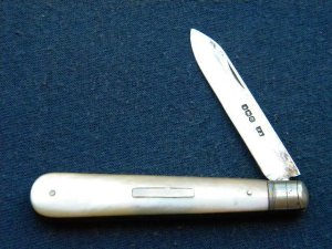 Vintage Fruit Knife Pearl Handles w/Sterling Silver Blade - C. 1929 - Sheffield