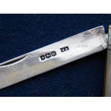 Vintage Fruit Knife Pearl Handles w/Sterling Silver Blade - C. 1929 - Sheffield Vintage Fruit Knife Pearl Handles w/Sterling Silver Blade - C. 1929 - Sheffield