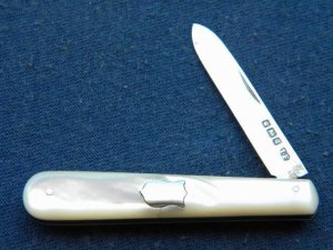 Vintage Fruit Knife Pearl Handles w/Sterling Silver Blade - C. 1908 - Sheffield