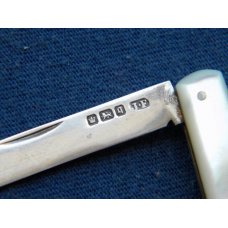 Vintage Fruit Knife Pearl Handles w/Sterling Silver Blade - C. 1908 - Sheffield Vintage Fruit Knife Pearl Handles w/Sterling Silver Blade - C. 1908 - Sheffield