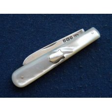 Vintage Fruit Knife Pearl Handles w/Sterling Silver Blade - C. 1908 - Sheffield Vintage Fruit Knife Pearl Handles w/Sterling Silver Blade - C. 1908 - Sheffield