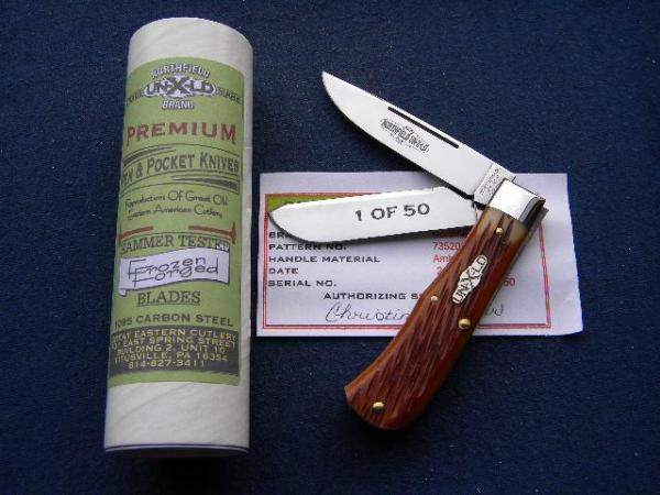 Great Eastern Cutlery Northfield UN-X-LD 2008 Amber Barnboard Bone 735208LP Trapper Knife Great Eastern Cutlery Northfield UN-X-LD 2008 Amber Barnboard Bone 735208LP Trapper Knife