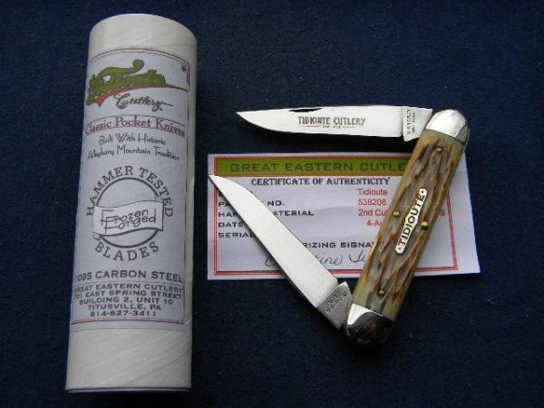 Great Eastern Cutlery Tidioute Cutlery 2008 2nd Cut Burnt Jig Stag 538208M Muskrat Knife Great Eastern Cutlery Tidioute Cutlery 2008 2nd Cut Burnt Jig Stag 538208M Muskrat Knife