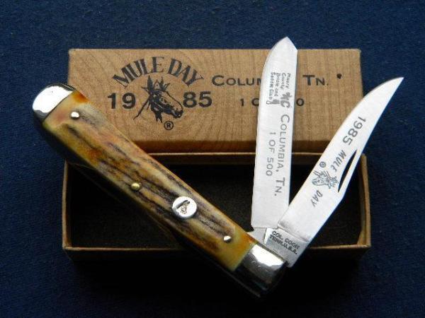 Col. Coon Tenn. USA Colonel Coon Stag 1985 Mule Day Trapper Knife - NIB Col. Coon Tenn. USA Colonel Coon Stag 1985 Mule Day Trapper Knife - NIB