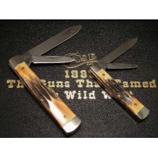 Case XX SS USA 1989 Stag 5215 & 5230 Gunstock Knife Set Case XX SS USA 1989 Stag 5215 & 5230 Gunstock Knife Set