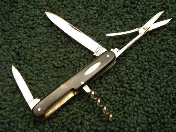 E Bruckmann Ohligs Solingen Germany Horn Corkscrew Knife - C. 1891-1956 E Bruckmann Ohligs Solingen Germany Horn Corkscrew Knife - C. 1891-1956
