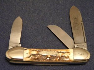 Kissing Crane Solingen Germany Stag 1977 NKC & DA Club Knife Canoe
