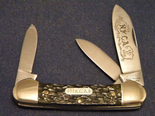 Rodgers Wostenholm England 1978 NKCA Club Knife Bone Canoe Rodgers Wostenholm England 1978 NKCA Club Knife Bone Canoe