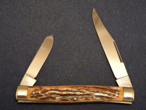 Hen and Rooster Gutmann Solingen Germany Stag 2 Blade Stockman Knife - Pre 1970