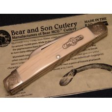 Bear and Son J'ville, AL USA Genuine Mammoth Ivory Congress Knife with Scrolled Bolsters Bear and Son J'ville, AL USA Genuine Mammoth Ivory Congress Knife with Scrolled Bolsters
